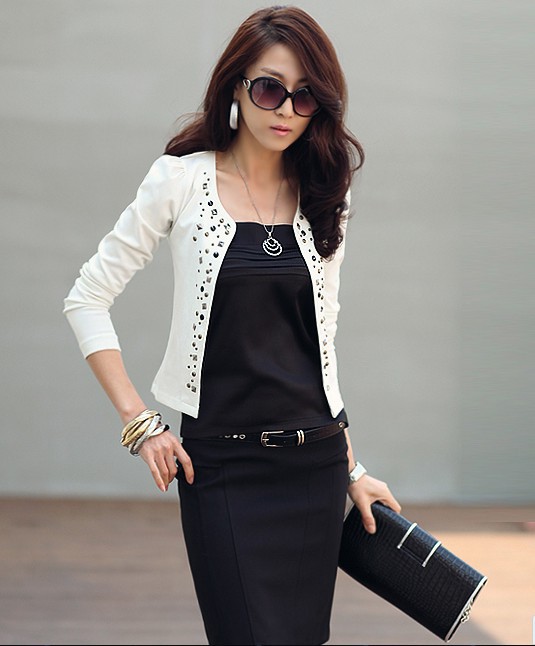 Women's blazer OL outfit slim rhinestones fashion autumn and winter coat long-sleeve short jacket