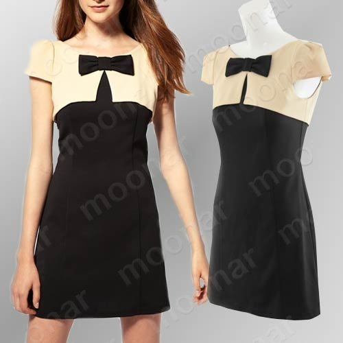 Women's Bowkont Crewneck Hight Waist Tube Tunic Slim mini Career Dresses Size S M L E0253