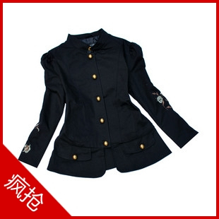 Women's brief embroidered stand collar slim long-sleeve outerwear plus size clothing f362