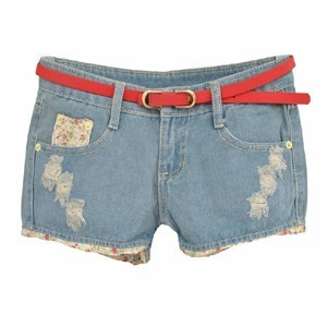 Women's broken hole laciness summer casual loose plus size denim shorts female trousers