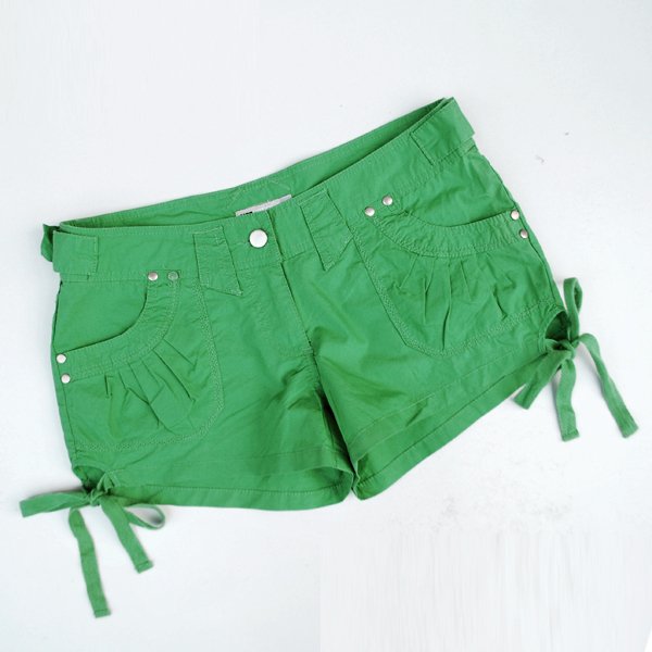 Women's candy color casual 100% cotton all-match lacing shorts - plus size clothing d442