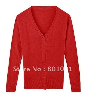 Women's Candy Color Knit Tops New Autumn Blouse Knit Coat V-collar Button Up  women cardigan (Drop shipping support!)