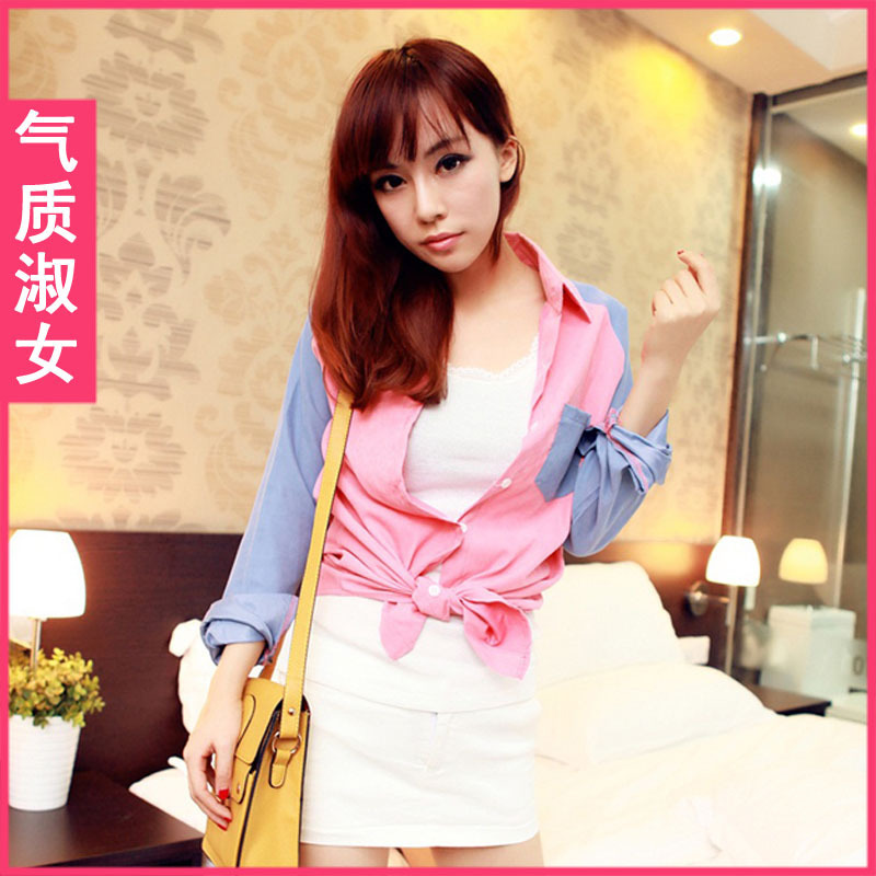 Women's casual colorant match shirt fashion slim summer outerwear 2012 c429