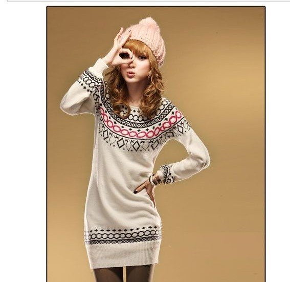 Women's casual fashion retro  Knit O-neck long Sweaters(Drop Shipping Support!)Free shipping