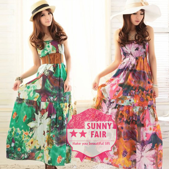 Women's Casual New BOHO Style Exotic Summer Floral Prints Maxi Dress