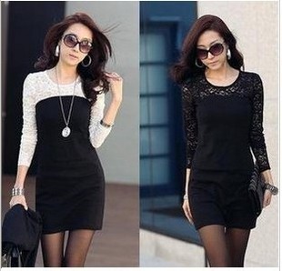 Women's clothes autumn lace one-piece dress s117