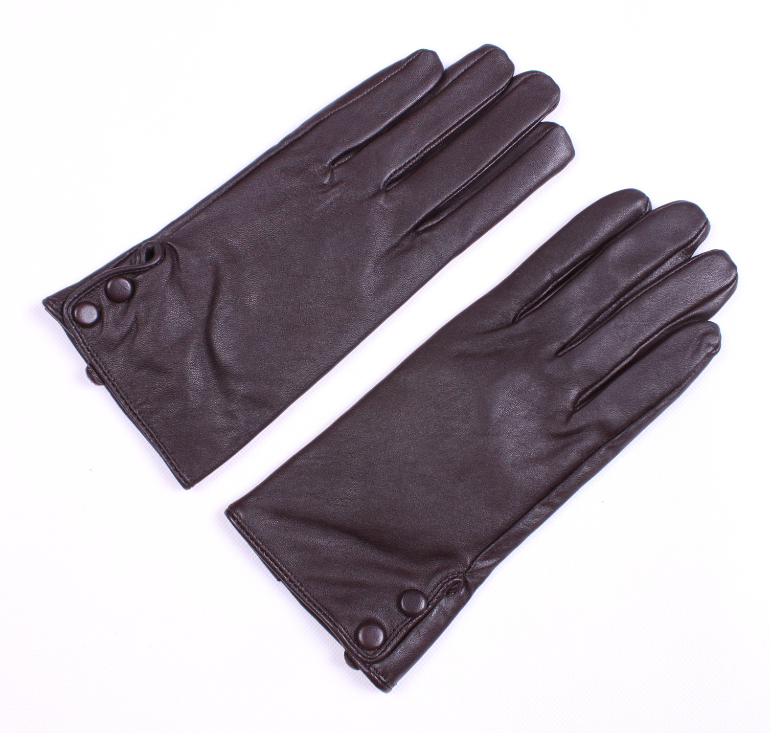 Women's coffee side buckle genuine leather gloves thin sheepskin gloves genuine leather gloves sheepskin