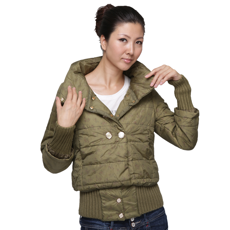 Women's cotton-padded jacket stand collar small cotton-padded jacket slim fashion print short design wadded jacket outerwear