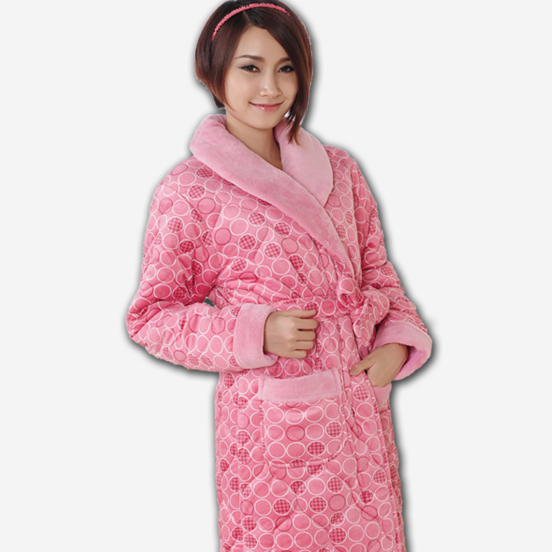 Women's cotton-padded sleepwear lounge autumn and winter thickening coral fleece cotton-padded robe bathrobes sleepwear