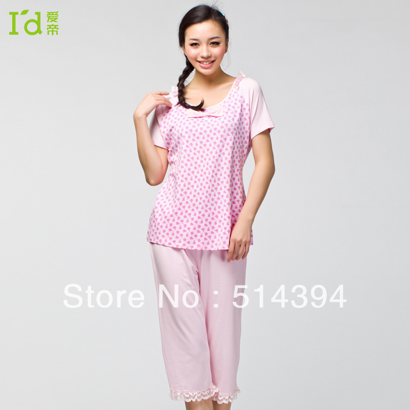 Women's cotton sweetheart roses short-sleeve summer capris lounge sleepwear