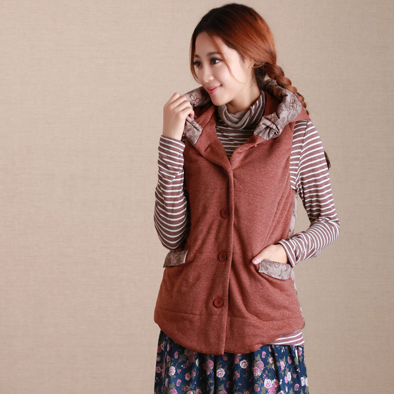 Women's cotton vest female autumn and winter fashion Women with a hood cotton vest women's vest