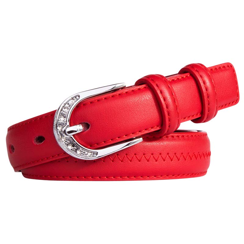 Women's cowhide genuine leather rhinestone buckle belt casual all-match pin buckle strap female