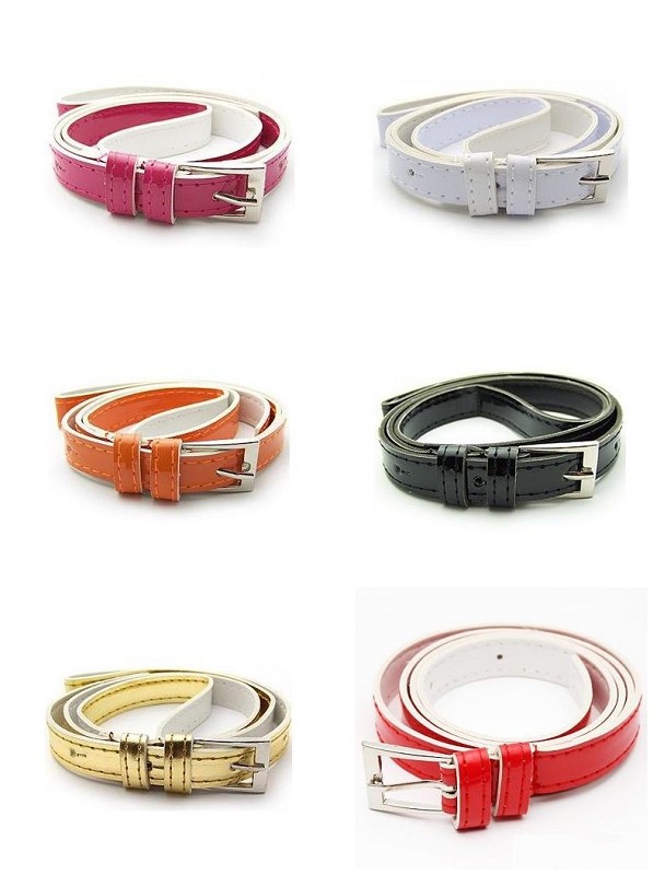 Women's Cute Candy color PU leather Thin Belt #A2