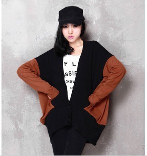 Women's d609 V-neck casual loose bat cardigan long-sleeve plus size outerwear female