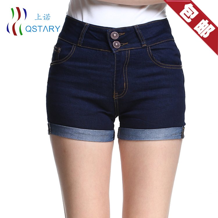 Women's denim shorts high waist roll up hem buttons mm denim shorts plus size jeans summer shorts