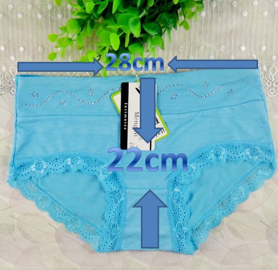 Women' s diamond decoration briefs soft panties underwear lingerie 95%bamboo fiber XL 5pcs/lot