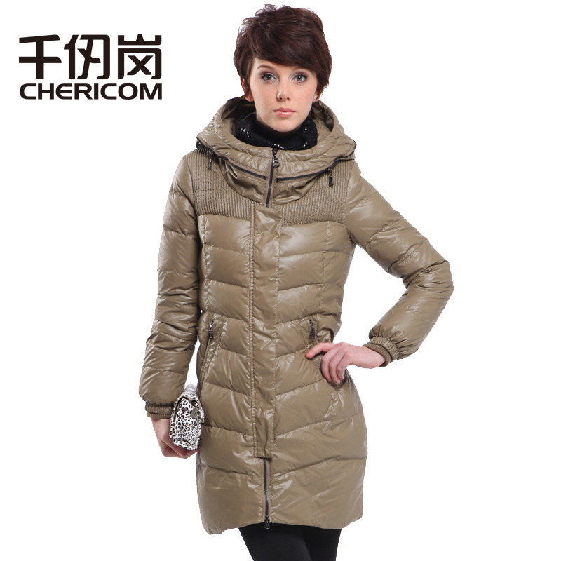 Women's down coat fashion thin with a hood slim medium-long c-722