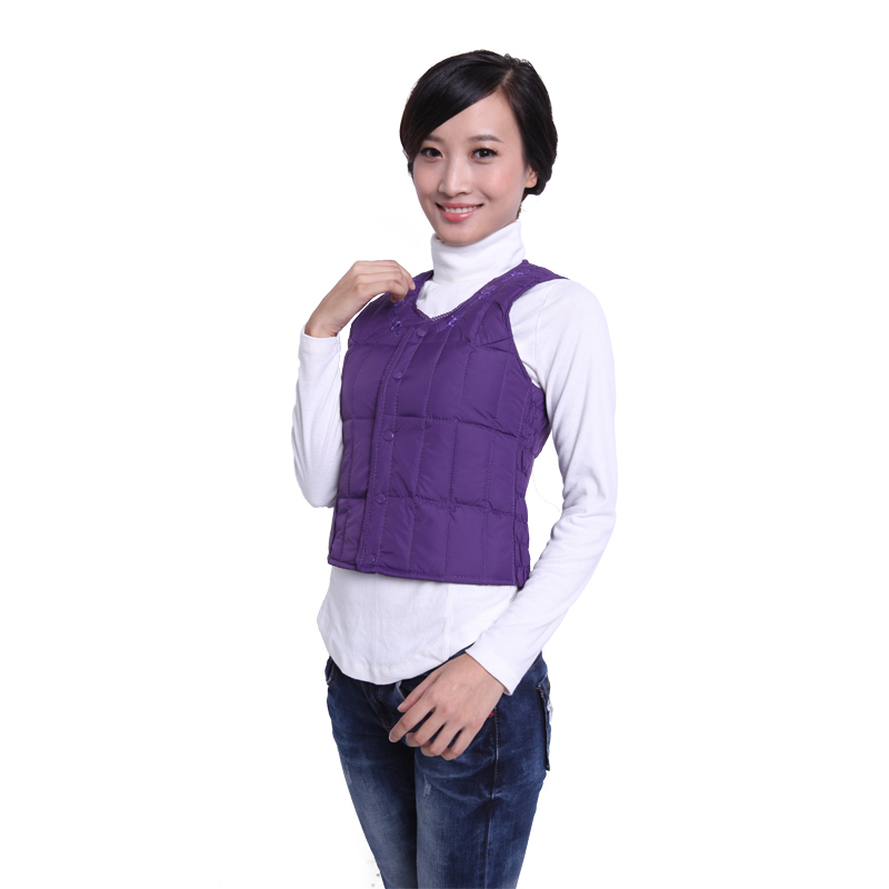 Women's down vest quinquagenarian thermal liner sidled elastic kaross