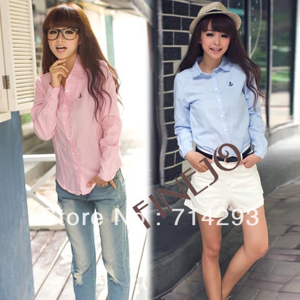 Women's Europe Style Long Sleeves Shirt Blouse Top 4 Colors free shipping 9274