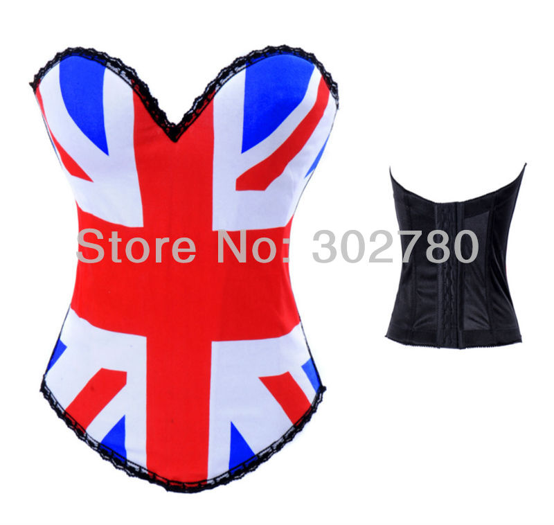 Women's Fashion British Flag Boned Waist Sexy Corset & Bustier Slimming Shapers wholesale and retail size S-2XL C2269