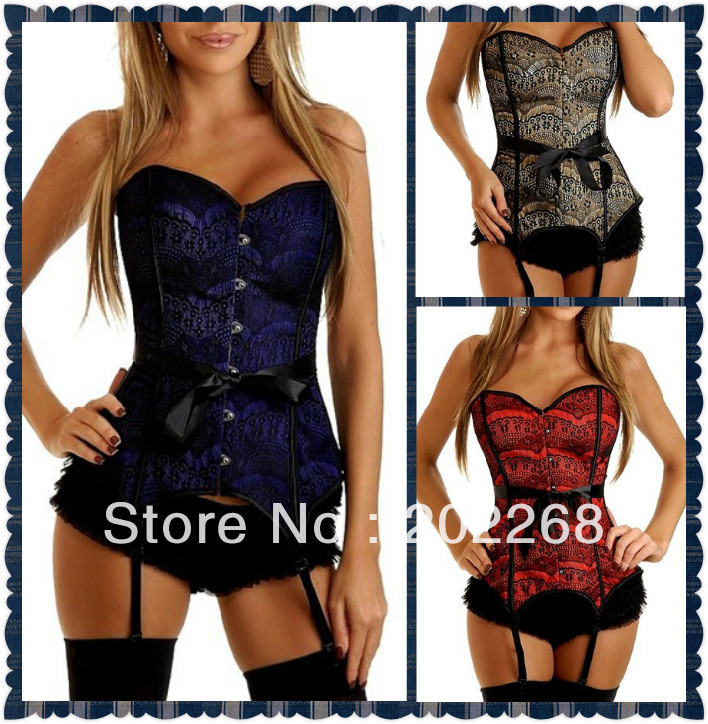 Women`s Fashion Clothes Lace strapless Corset  Busiter Lace Up  & Ribbon Belt Sexy Lingerie 882