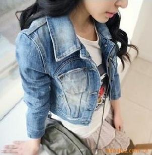 women's fashion coat  women's jean jacket denim outwear Size-S/M/L