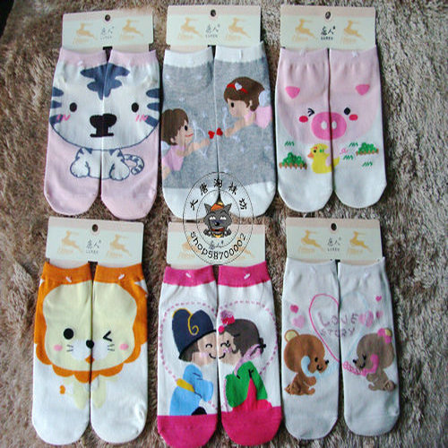 Women's fashion cotton socks cartoon puzzle jigsaw socks a