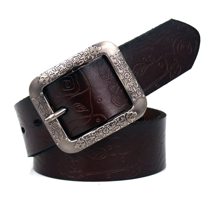 Women's  fashion cowhide belt,all-match flower  embossed belt,genuine leather  belt casual style