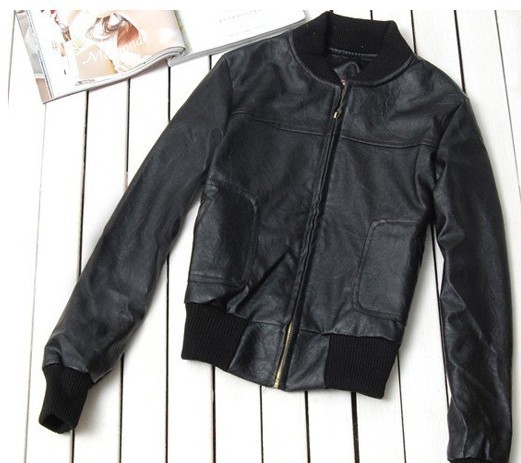 Women's Fashion Nubuck Zipper Casual PU Leather Short Jacket Coat Outwear Black