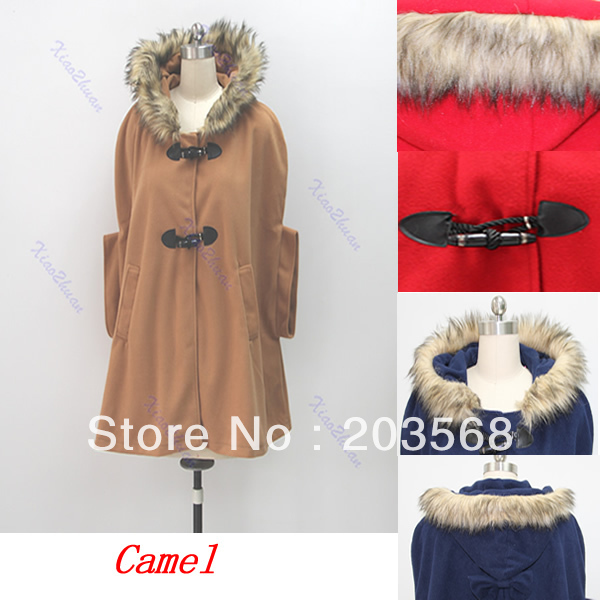 Women's Fashion Outwear Princess Style Cape Poncho Loose Hooded Winter Coat Jacket 3Colors