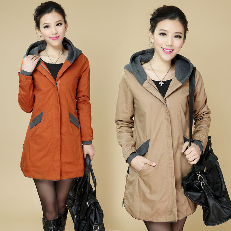 Women's fashion plus size clothing mm trench outerwear female slim trench outerwear