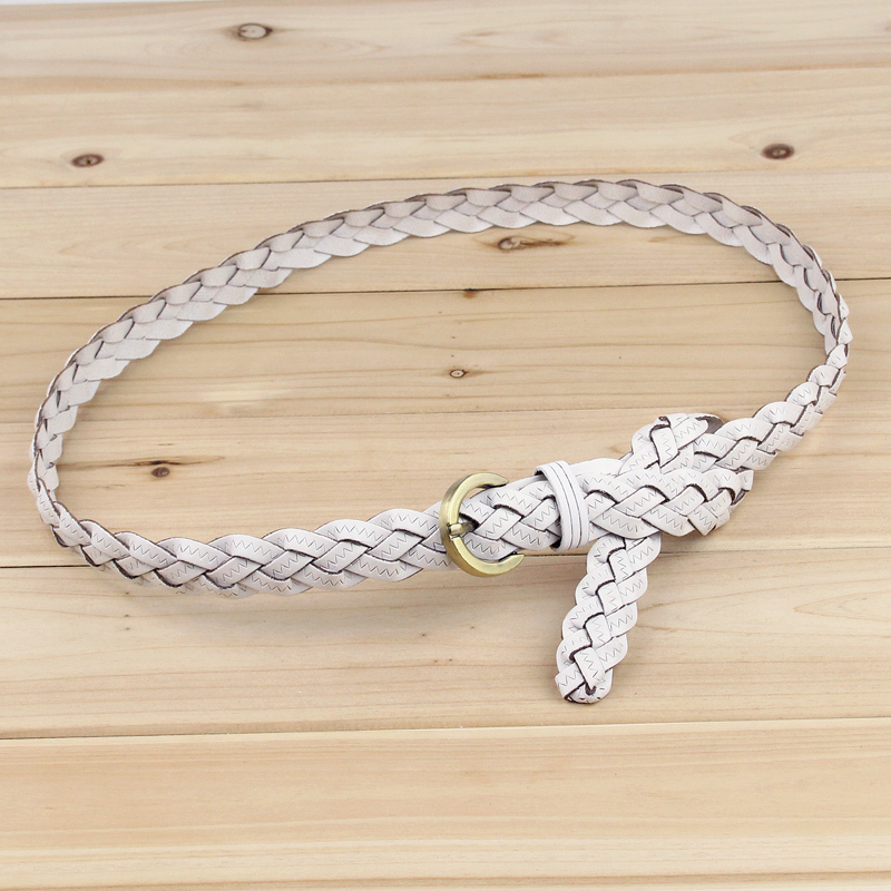 Women's fashion white knitted genuine leather belt cowhide knitted belt all-match female belt