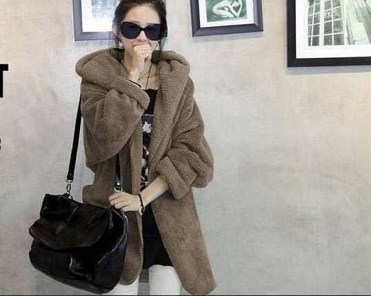 Women's faux fur jackets overcoat outerwear windcoat,turn down collar coat,black grey coffee, free size,drop/free shipping 820