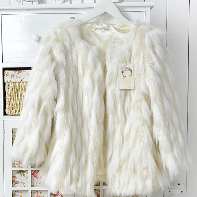 Women's faux fur outerwear gradient color faux fur coat fur coat