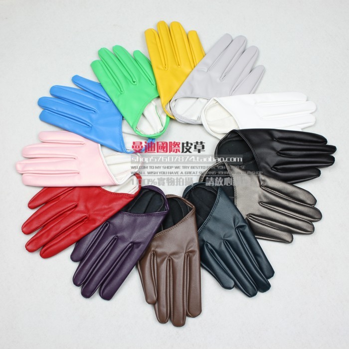 Women's faux leather gloves fashion women's gulps half short sexy design