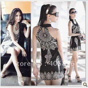 Women's Floral Classic Vintage Collar Exotic Mini Dress Free shipping ,beautiful mini address,popular dress