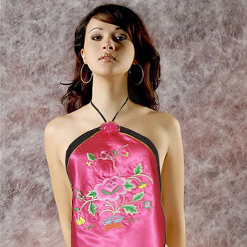 Women's for sexy sleepwear underwear faux silk apron rose flower 5 0811