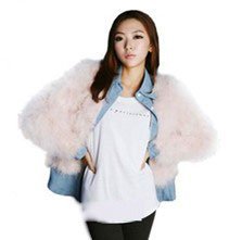 Women's Fur Coat,Genuine Ostrich fur and Denim Fake-two Jacket,Authorized Advanced fur Fashion blazer, Free shipping WWC004