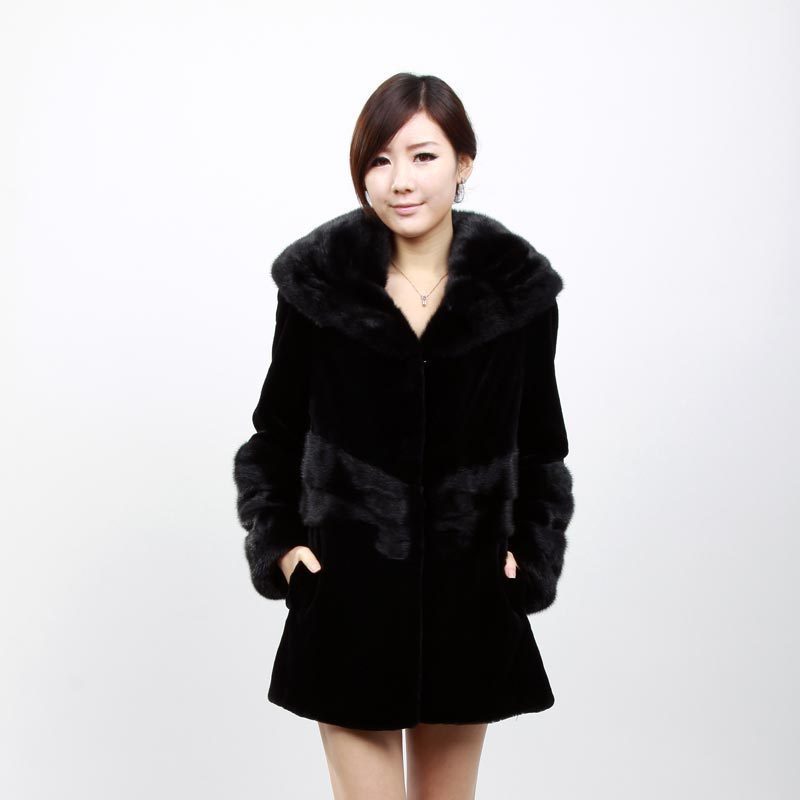 Women's fur coat medium-long marten overcoat mink fur overcoat bd803