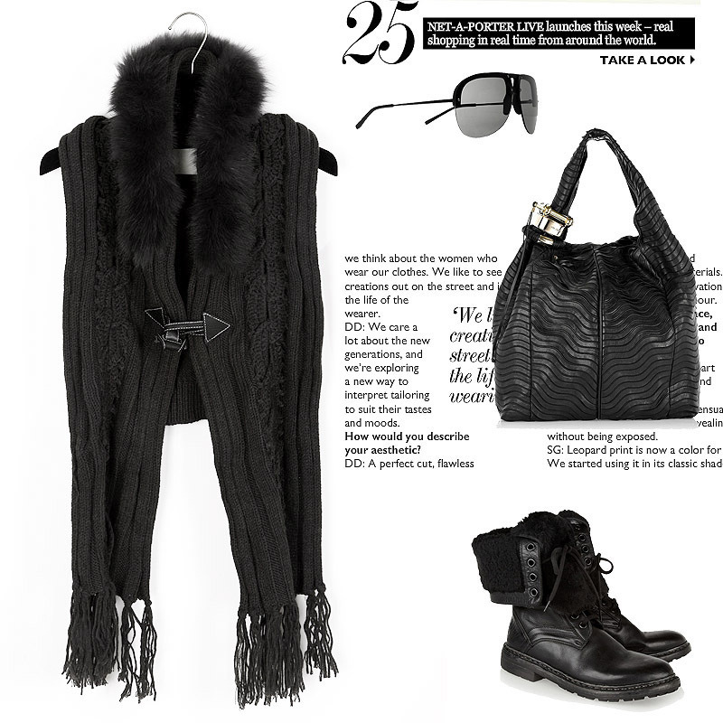 Women's fur collar waistcoat tassel decoration horn button yarn cape scarf sweater