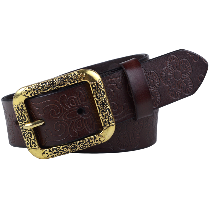 Women's genuine leather belt female women's strap female fashion cowhide vintage carved casual pants belt