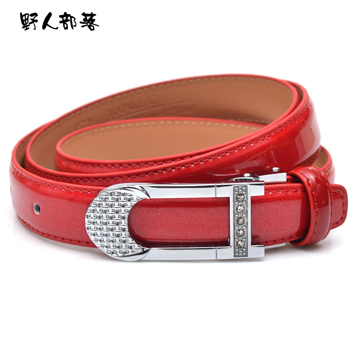 Women's genuine leather belt japanned leather strap diamond agings casual thin belt 5646 commercial