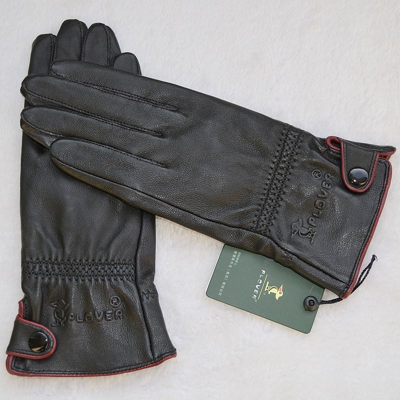 Women's genuine leather gloves autumn and winter thin sheepskin gloves hasp button