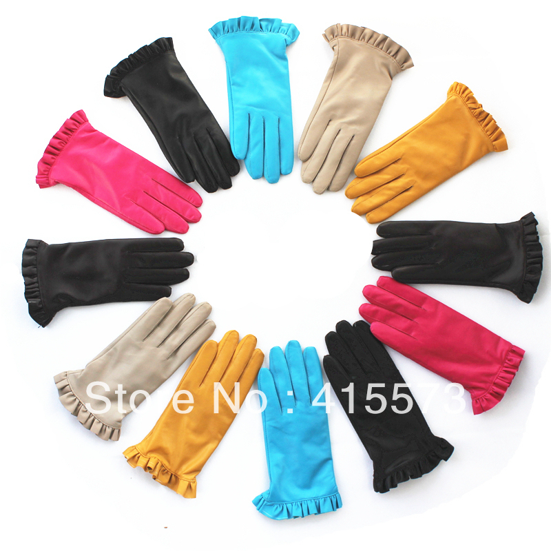 women's genuine leather gloves  fashion thermal plus velvet sheepskin gloves