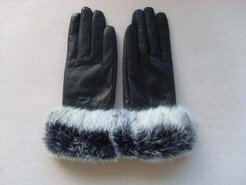 Women's genuine leather gloves leather cape hare wool sheepskin gloves female winter fashion thermal