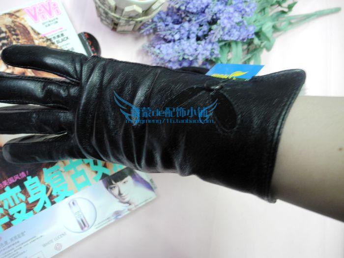 Women's genuine leather gloves repair women's fashion sheepskin gloves plush winter thermal gloves