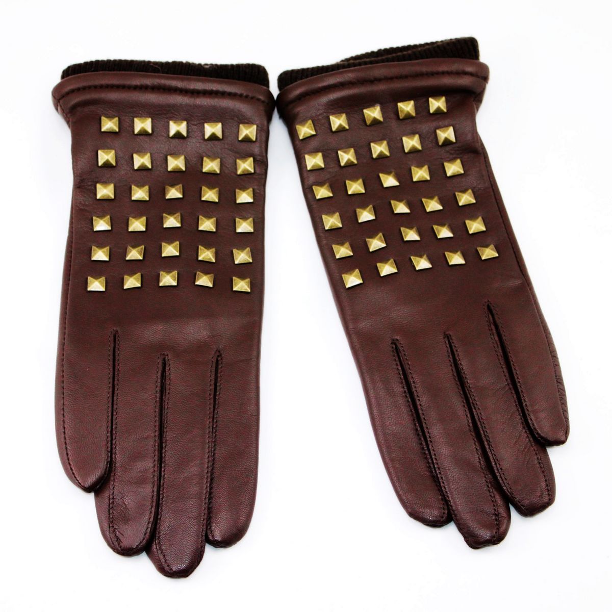 Women's genuine leather gloves rivet personalized fashion thick women's sheepskin winter thermal