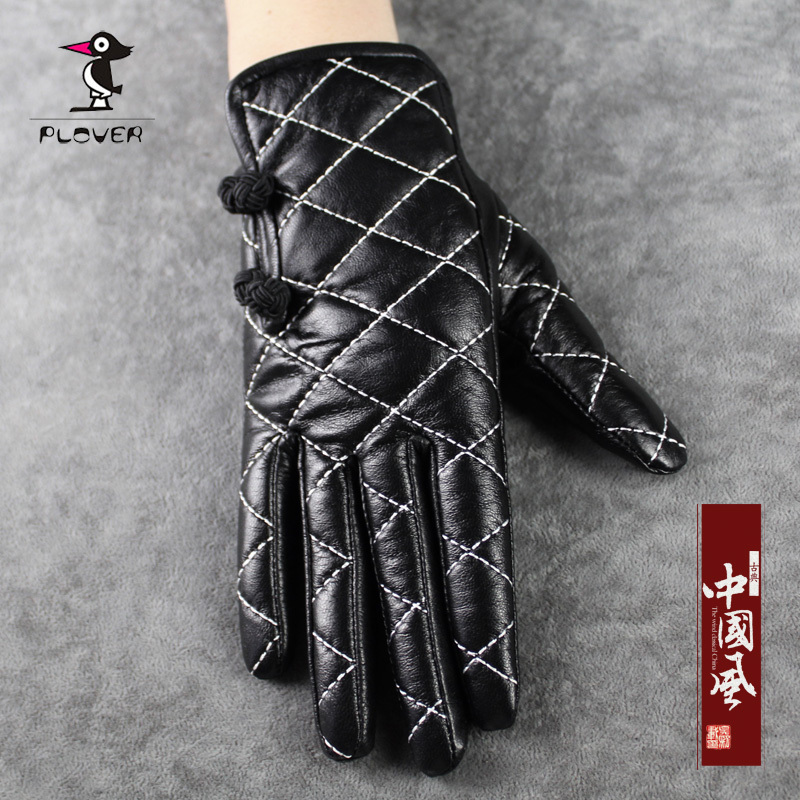 Women's genuine leather gloves sheepskin gloves vintage personality fashion gloves