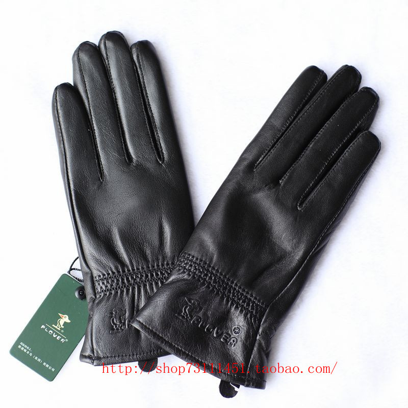 Women's genuine leather gloves suede gloves women's brief cotton gloves