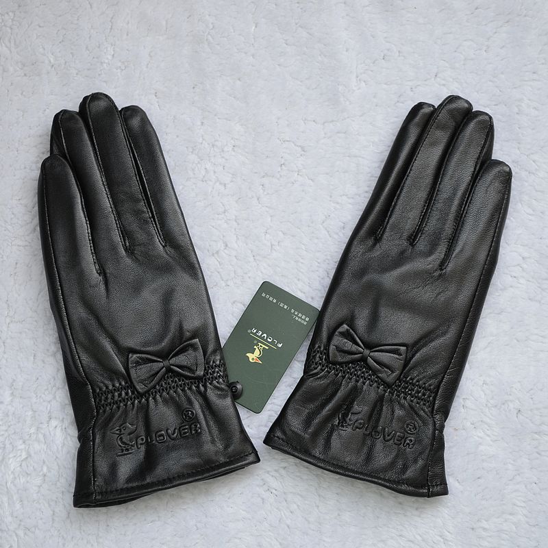 Women's genuine leather gloves suede sheepskin gloves plus cotton thin